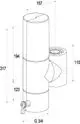 Zeichnung eines drehbaren Abscheiders mit einer Isolierung. Das Produkt von IMI Hydronic Engineering hat eine kompakte Bauform und verschiedene Anschlussmöglichkeiten.